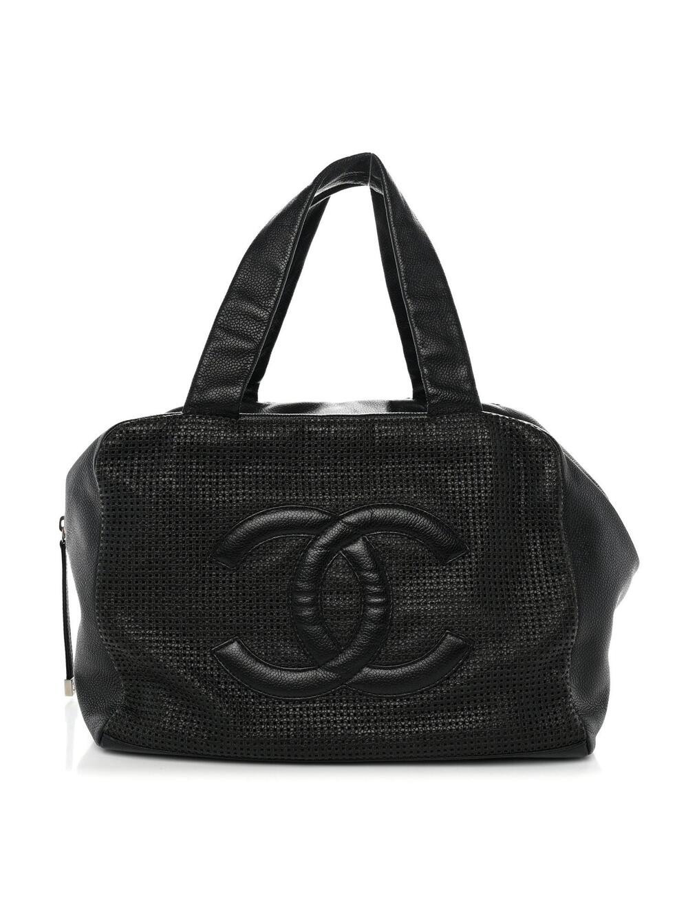 Chanel Leather Perforated Bowler Black #320064C13B